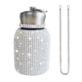 Rhinestone insulated water bottle with chain cute bling bling thermos cup for women daily use - 300ml (10oz) / AB Colorful (Chain Decor)