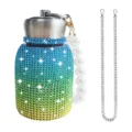 Rhinestone stainless steel belly thermos cup with pearl strap and metal chain for daily use. - 300ml (10oz) / Colorful (Artificial Pearl & Chain Decor)