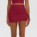 High waist ruched yoga skirt fake two-piece athletic fitness running activewear for women. - S / Bottoms / Retro Copper