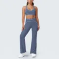 Completo sportivo donna reggiseno pantaloni a zampa yoga running fitness 2 pezzi blu - Taglia S / Top e Pantaloni / Blu Scuro