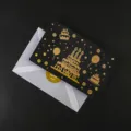 Schwarze Goldfolie Geburtstagsgrußkarte mit elegantem Umschlag für Partyfeier und Festgeschenk - Sterntraum Kuchen