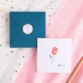 Handgemachte Rosen-Grußkarte mit Umschlag, ideales DIY-Geschenk für Geburtstag und Lehrer. - Rose / Mit Umschlag und Siegelaufkleber