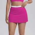 Vue detaillee jupe de tennis contrastee a taille haute cotele fitness yoga sport. - S / Bas / Fruit du Dragon