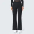 Women's high-waisted contrast piping wide leg yoga pants activewear fitness trousers - S / Bottoms / Premium Black