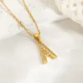 Goldene Buchstabe A Anhänger Halskette mit funkelnden Strasssteinen, edler Titanschmuck - Buchstabe A