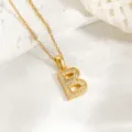 Goldener Strass Buchstabe B Anhänger Halskette edler Titanschmuck für Damen Mode Kette - Buchstabe B