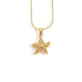 Goldfarbene Kristall Sternfisch Anhänger Halskette, eleganter Sommer Strand Schmuck. - Mikro-Eingelegter Seestern Stil (xl022)
