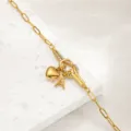 Modische goldene Titanstahl Strass Knoten Herz Buchstabe A Charm Kette Armband Damen Schmuck - Buchstabe A / Gold