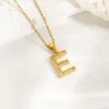 Goldener Titanstahl Strass Buchstabe E Anhänger Halskette schicke Schlüsselbeinkette Schmuck - Buchstabe E