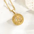 Goldfarbene Edelstahl Fische Sternbild Anhänger Halskette mit feiner Kette für Damen. - Fische