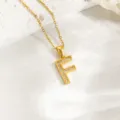 Goldfarbene Pavé-Buchstabe F Anhänger Halskette, stilvolle Titanstahl Kette für Damen. - Buchstabe F
