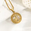 Gold Edelstahl Sternzeichen Halskette Widder Anhänger Vintage Kette Schmuck Damen - Widder