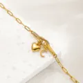 Goldene Buchstabe C Herz Strass Knoten Armband Titan Stahl Stapelbar Mode Schmuck - Buchstabe C / Gold