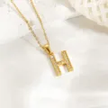 Goldfarbene Pave Strass Buchstabe H Anhanger Halskette fur Damen Modeschmuck. - Buchstabe H