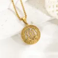 Goldene Sternzeichen Halskette für Damen, Edelstahl Zwillings Anhänger vintage Schmuck Kette. - Zwillinge