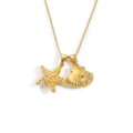 Goldener Seestern und Muschel Doppelanhänger Halskette schicke maritime Schmuck für Damen. - 3D Seestern Muschel Stil (xl214)