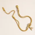 Vergoldetes Edelstahl Schlangenkette Armband mit glitzerndem Buchstaben A Anhänger und Kette. - Buchstabe A