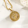 Goldener Edelstahl Sternzeichen Halskette mit Vintage Skorpion Anhänger Damen Schmuck. - Krebs