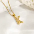 Goldene Buchstabe K Halskette, edler Edelstahl Strass Initialen Anhänger Damen Schmuck - Buchstabe K