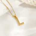 Goldene Strass Buchstabe L Anhänger Halskette, schicke Titanstahl Kette für Damen Mode. - Buchstabe L