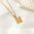 Modische Goldene Buchstaben M Anhänger Halskette Mit Strass Aus Titanstahl Kette - Buchstabe M