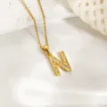 Goldene Buchstabe N Halskette Strass Titanstahl Anhänger Kette für Damen Variante - Buchstabe N