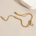 Goldene Buchstabe D Schlangenkette Armband 18K Vergoldet Titanstahl Verstellbarer Modeschmuck - Buchstabe D