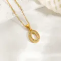 Goldene Strass-Buchstabe O Anhänger Halskette, stylische Titanstahl Schlüsselbeinkette Damen. - Buchstabe O