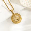 Goldene Edelstahl Sternzeichen Halskette Anhänger schick Vintage Schmuck für Damen - Waage