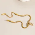 Goldene Buchstabe E Doppelte Schlangenkette Armband Verstellbar Titanstahl Schmuck Variante - Buchstabe E