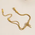 Vergoldetes Titanstahl Doppelschicht Schlangenkette Armband mit Buchstabe F Anhänger. - Buchstabe F