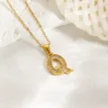 Goldene Titanstahl Buchstabe Q Anhänger Halskette, Kristall besetzte Initialen Kette für Damen. - Buchstabe Q