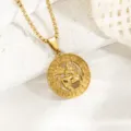 Goldener Titanstahl runder zwölf Sternzeichen Halskette Schütze Anhänger Retro Schmuck - Schütze