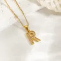 Goldene Buchstabe R Halskette, Strass Pave Titanstahl Anhänger Schmuck Damen Geschenk - Buchstabe R