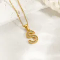 Goldfarbene Edelstahl Strass Buchstabe S Anhänger Halskette Variante für Damen Schmuck. - Buchstabe S