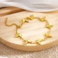 Χρυσό βραχιόλι με charms πεταλούδας για γυναίκες, μινιμαλιστικό ρυθμιζόμενο κόσμημα καρπού. - Στυλ Ανάγλυφης Τρισδιάστατης Πεταλούδας (xl093) / Χρυσό