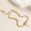 Vergoldete Titanstahl Schlangenkette Armband mit Buchstabe L Anhänger Damen Schmuck Mode - L