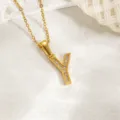 Goldener Buchstabe Y Zirkon Anhänger Halskette Edelstahl Zarte Schlüsselbeinkette Schmuck - Buchstabe Y