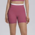 Short de yoga taille haute avec ceinture côtelée contrastée pour le sport et fitness. - S / Bas / Violet Roland