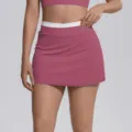 Jupe-short de tennis taille haute pour femme, jupe de sport élastique avec ceinture côtelée. - S / Bas / Violet Roland