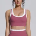 Soutien-gorge de sport faux deux pièces pour femme, top de yoga côtelé, fitness course gym. - S / Haut (7154) / Violet Roland