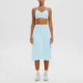 Light blue halter yoga sports bra and high waist culotte set for women fitness running gym. - S / Top And Bottom / Magic Blue