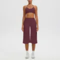 Maroon halter sports bra and high waist cropped yoga pants set for fitness running activewear - S / Top And Bottom / Wine Red
