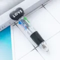 Mini penna a sfera a 4 colori cuore carino plastica penna studente diario scrittura - Nero