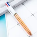 UV electroplated 4-color ballpoint pen rose gold variant for student writing and marking. - Electroplated Rose Gold