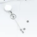 Porte-badge rétractable en métal argenté clip pour carte d'identité finition lisse article - Argent