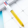 UV electroplated 4-color ballpoint pen for office school stationery highlighting notes writing. - Electroplated Gold