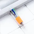 Mini transparent 4-color ballpoint pen with orange grip, perfect for daily journal and writing. - Orange
