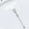 Silver metal phone charm with transparent tether tab and bead chain accessory for smartphone case - Electroplated Silver