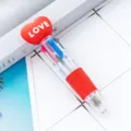 Simpatico mini penna a sfera a 4 colori, trasparente 4-in-1 penna per studenti top. - Rosso